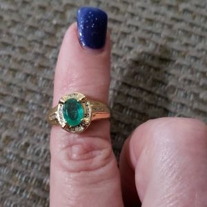 Emerald and diamond ring